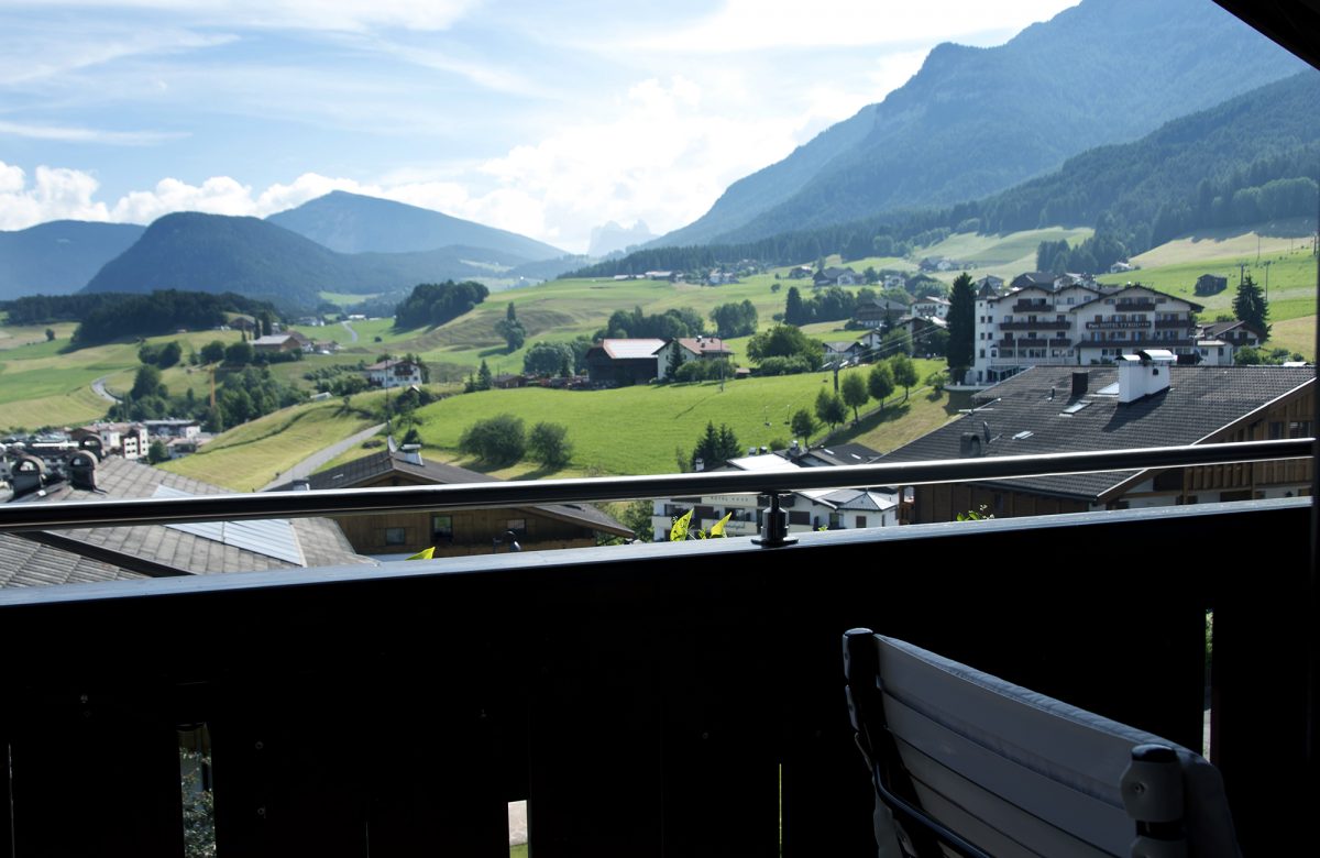 Hotel Mayr Blick von Balkon auf Seiser Alm