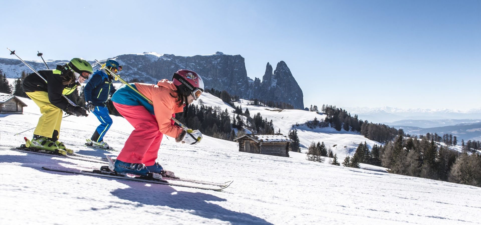 Seiser Alm Skifahren Winter Sonne