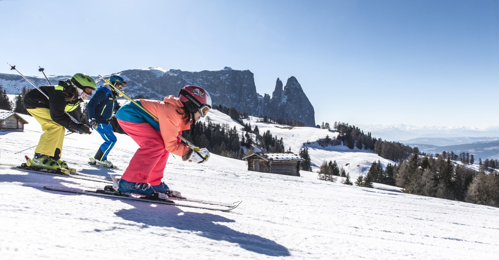 Seiser Alm Skifahren Winter Sonne